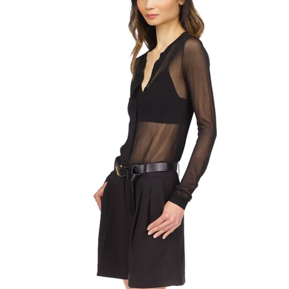 Michael Michael Kors Women Sheer Crop Cardigan Black Size XS - Picture 4 of 4